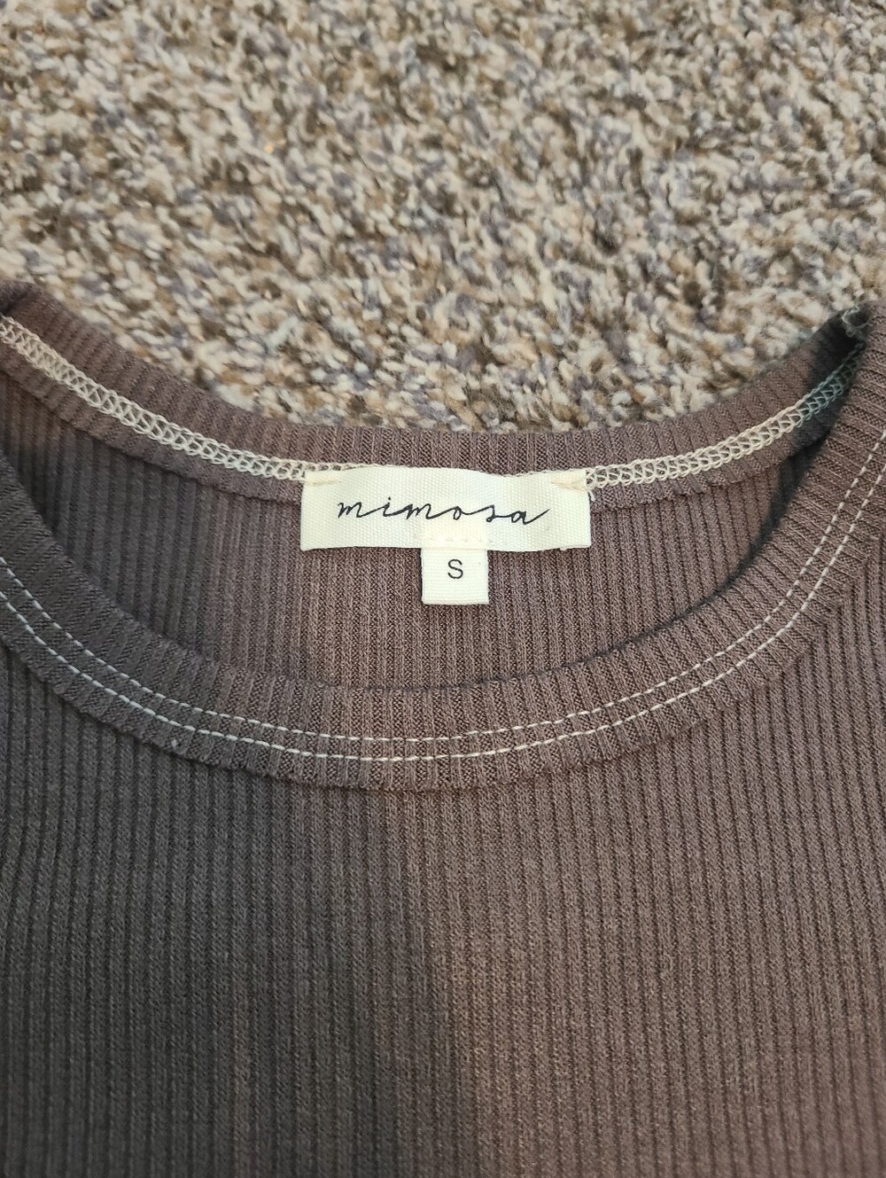 Brown Ribbed High Neck Tank Size Small - Picture 2 of 5